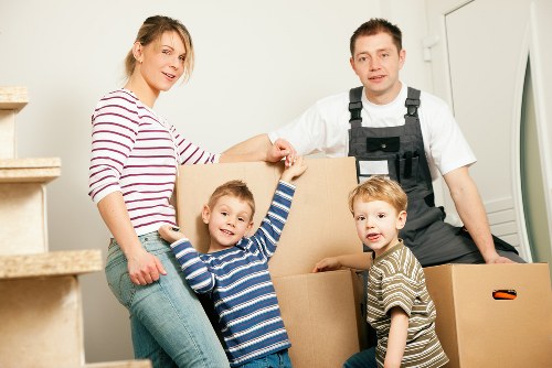 Moving van service on a residential street in Highbury