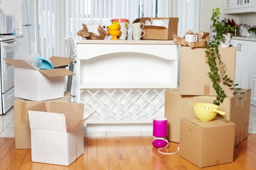 Boxes and household items ready for a Highbury move