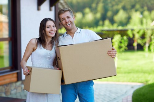 Business relocation with careful loading in a Highbury street