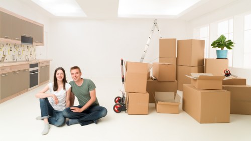 Prepared office boxes and labels for a business relocation