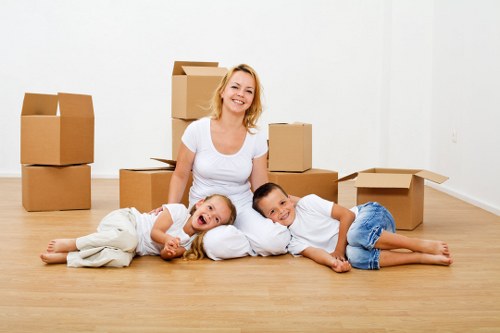 Moving day preparation in a Highbury property with boxes and labels