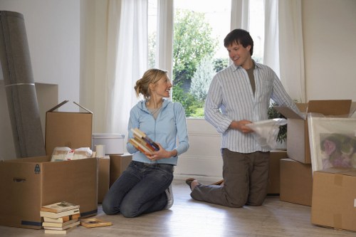 Packed household items ready for a local move in Highbury