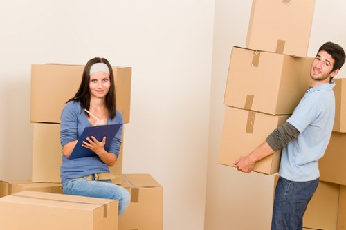 Residential moving scene in Highbury with a removal truck